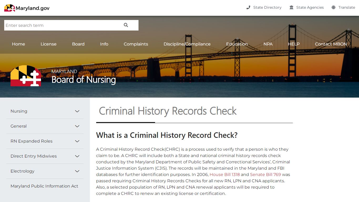 Pages - Criminal History Records Check - Maryland Board of Nursing